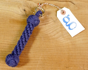 Hand Made  Turkshead Knot  Navy Blue Key Fob Chain Lanyard