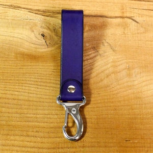 Julian Imrie Hand Crafted Purple  Leather Belt Loop Silver Clasp Fob Key Chain