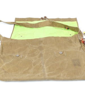 Grahame Fowler Up Cycled Military Tent Fabric Hand Screened Messenger Bag Tote Made In New York