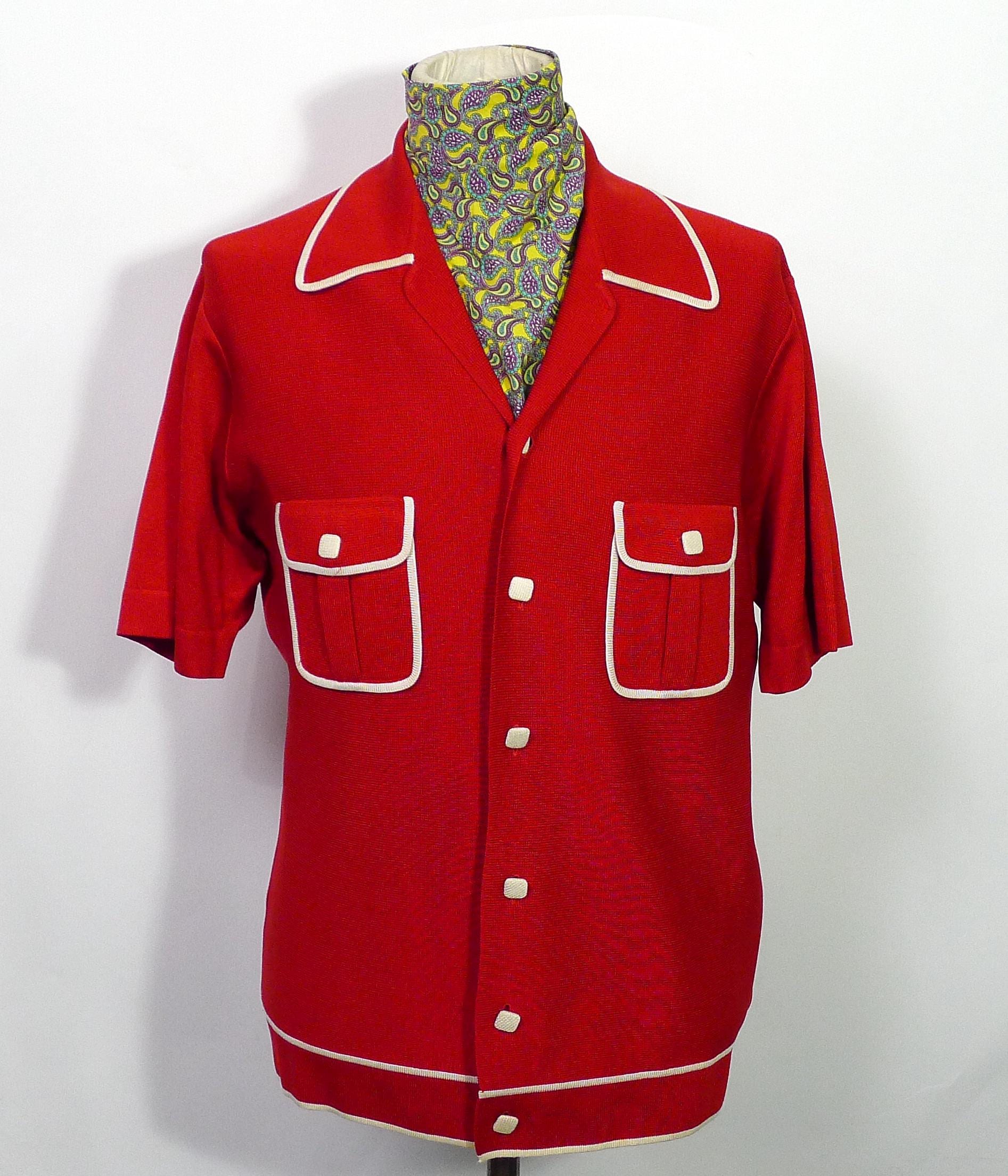トップス 50s \"A COHAMA\" ItalianCollar Rayon Shirt 50s Two-tone Rayon Shirt, Italian Collar, Vintage Rayon Shirt