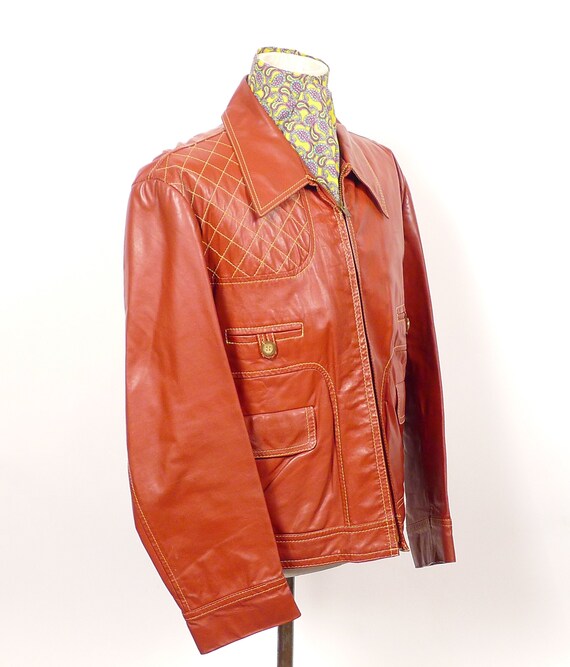 Vintage 60s 70s Mcgregor Leather Jacket Rust Disco Fight