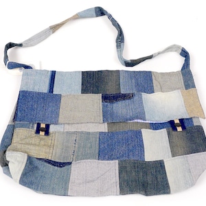 Grahame Fowler Denim Patchwork Messenger Bag Hand Crafted