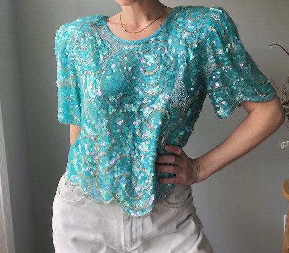 Sequins Vintage 80s Blouse