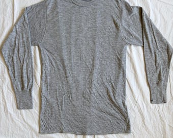 Vintage 80s Duofold Thermal Shirt Tall XL, Made in USA Grey Long Sleeve, Retro 2-Layer Outdoor Base Layer, Gorpcore Heritage Workwear