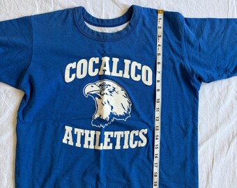 Vintage 90s Cocalico Athletics T-Shirt | Arrowear Athletic | Made in USA | Retro PA High School Eagles Graphic Tee | Royal Blue | Large