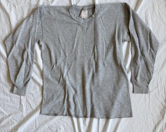 Vintage 80s Grey Waffle Knit Thermal XL, Made in USA Heavyweight 46-48 Undershirt, Retro Heather Grey Heritage Workwear, Gorpcore Base layer