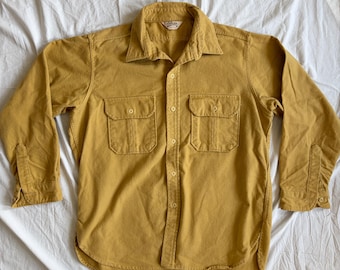 Vintage Cabela's Chamois Cotton Utility Shirt, Golden Brown, Made in USA, Size L