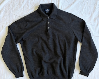 Vintage Brooks Brothers 346 Charcoal Sweater | 100% Merino Wool Long Sleeve Knit | Smart Casual Minimalist Aesthetic | Size XL
