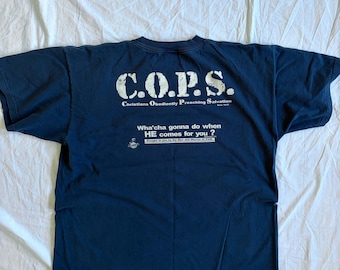 Vintage 90s COPS Jesus T-Shirt | Christ Our Personal Savior Religious Parody Tee | Retro Christian Streetwear Graphic Shirt | 2XLarge