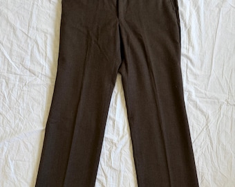 Vintage 70s Saturdays Brown Trousers | Made in USA Pleated Work Pants | Retro Chocolate Brown Dress Slacks | High Waisted Americana Wear