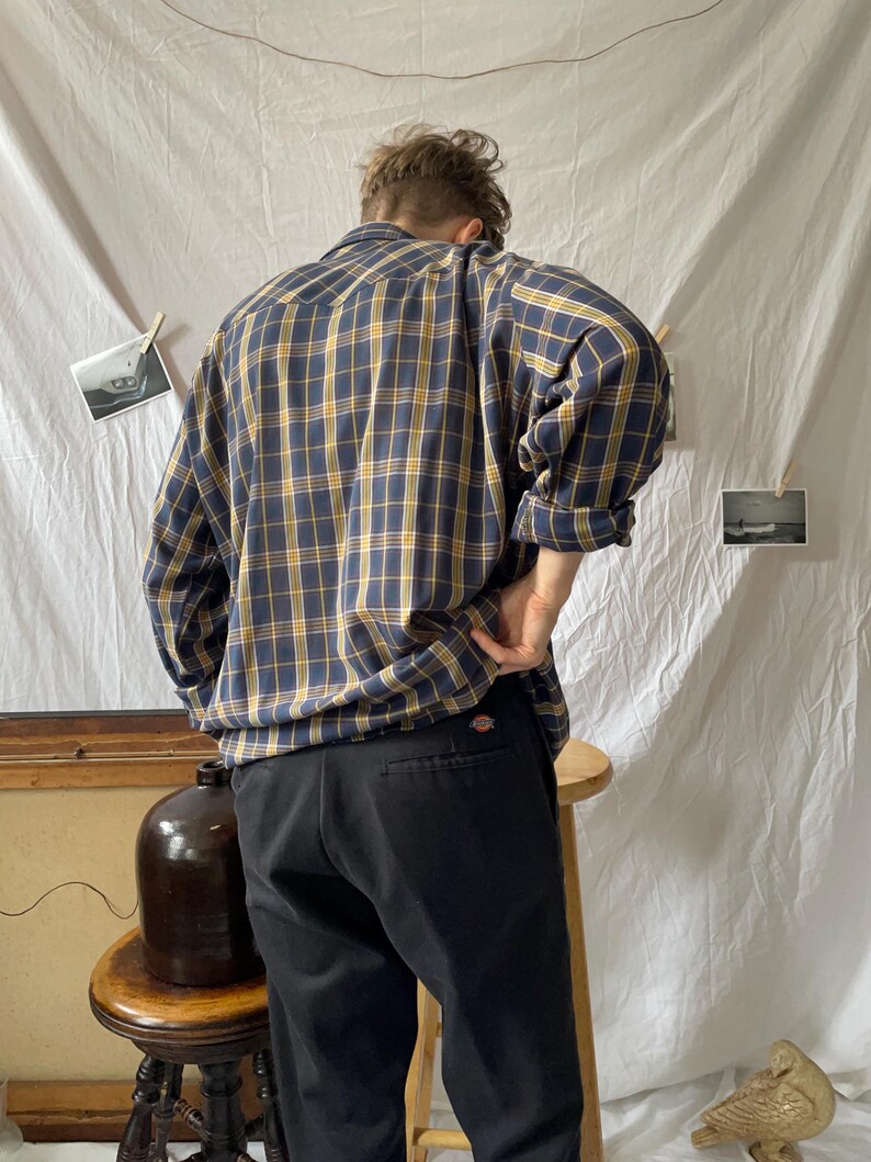 60’s Yellow Plaid Checked Button Up by H. I.S. Press free
