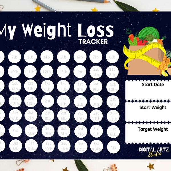 Printable downloadable Weight loss Chart Slimming World Weight Watchers Journey Record Planner Reward Chart