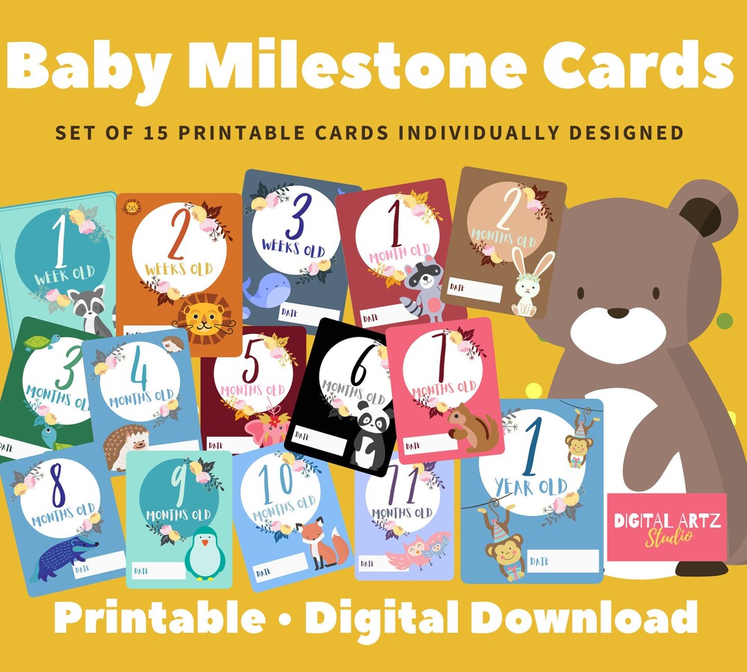 Printable Downloadable Baby Milestone Cards - Etsy