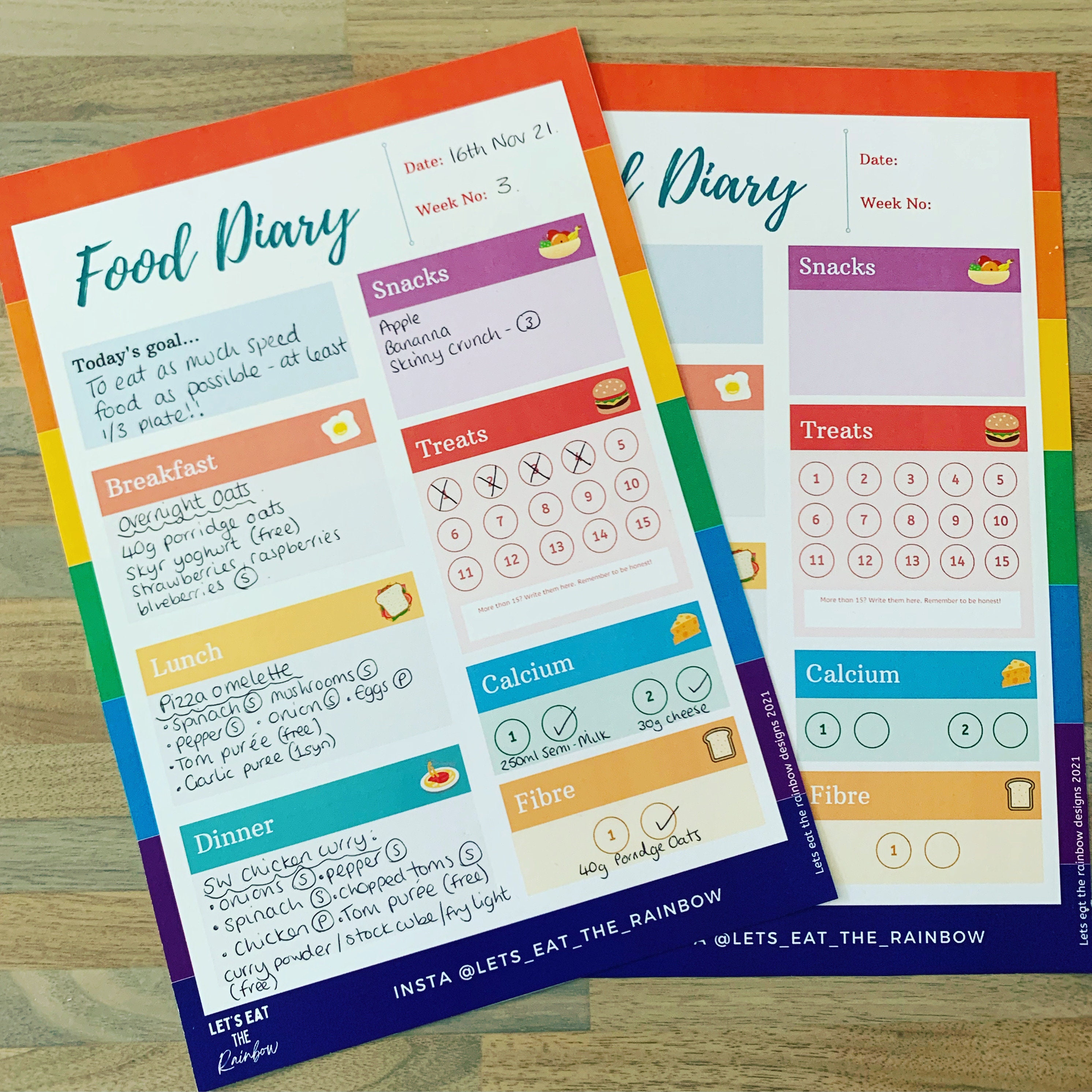 Slimming World Printable Downloadable Food Diary - Etsy