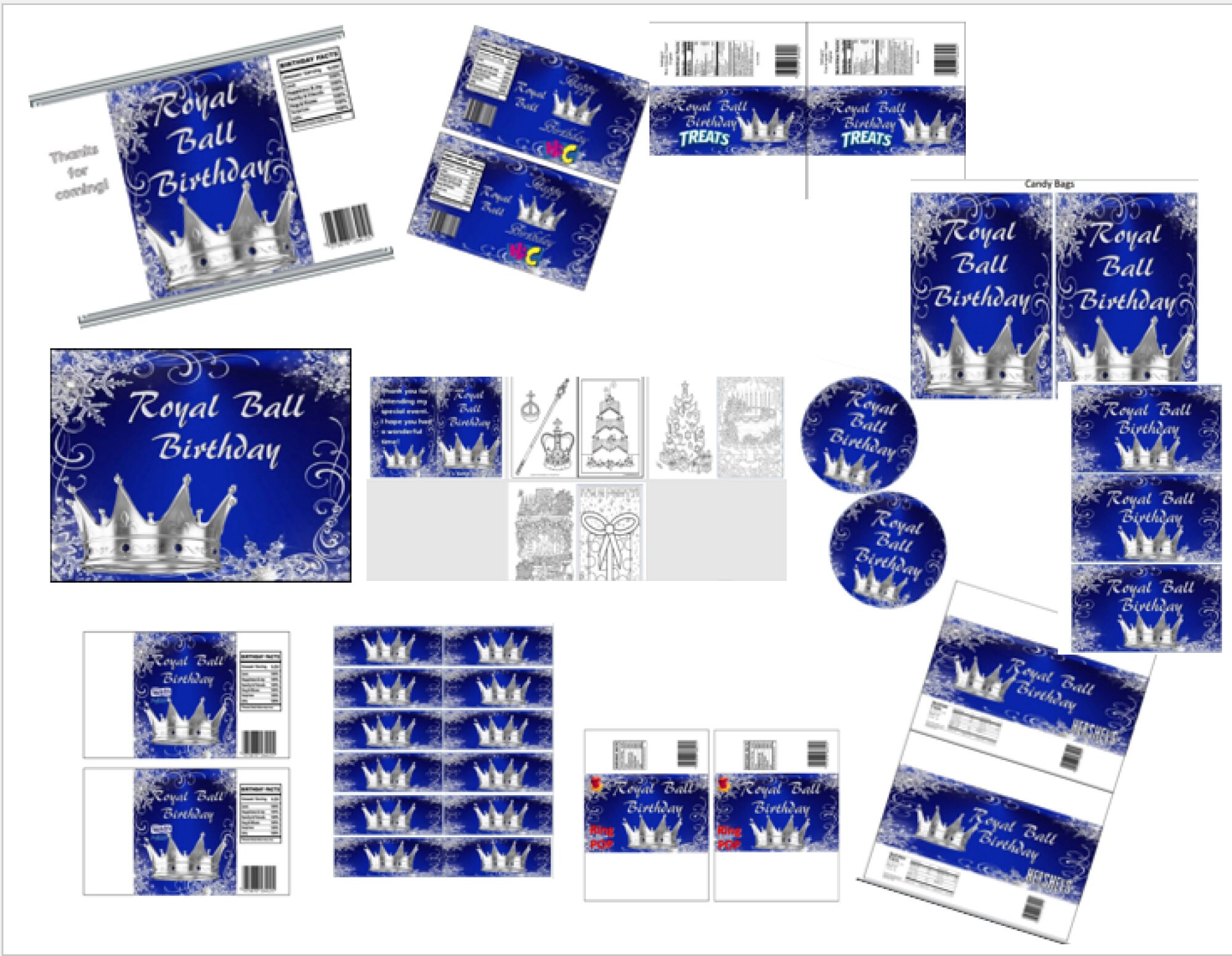 Royal Ball Birthday Party 11 Different Labels and Wraps - Etsy