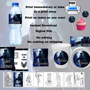 Black Panther Water Bottle Wrapper - Black Panther Party Supplies