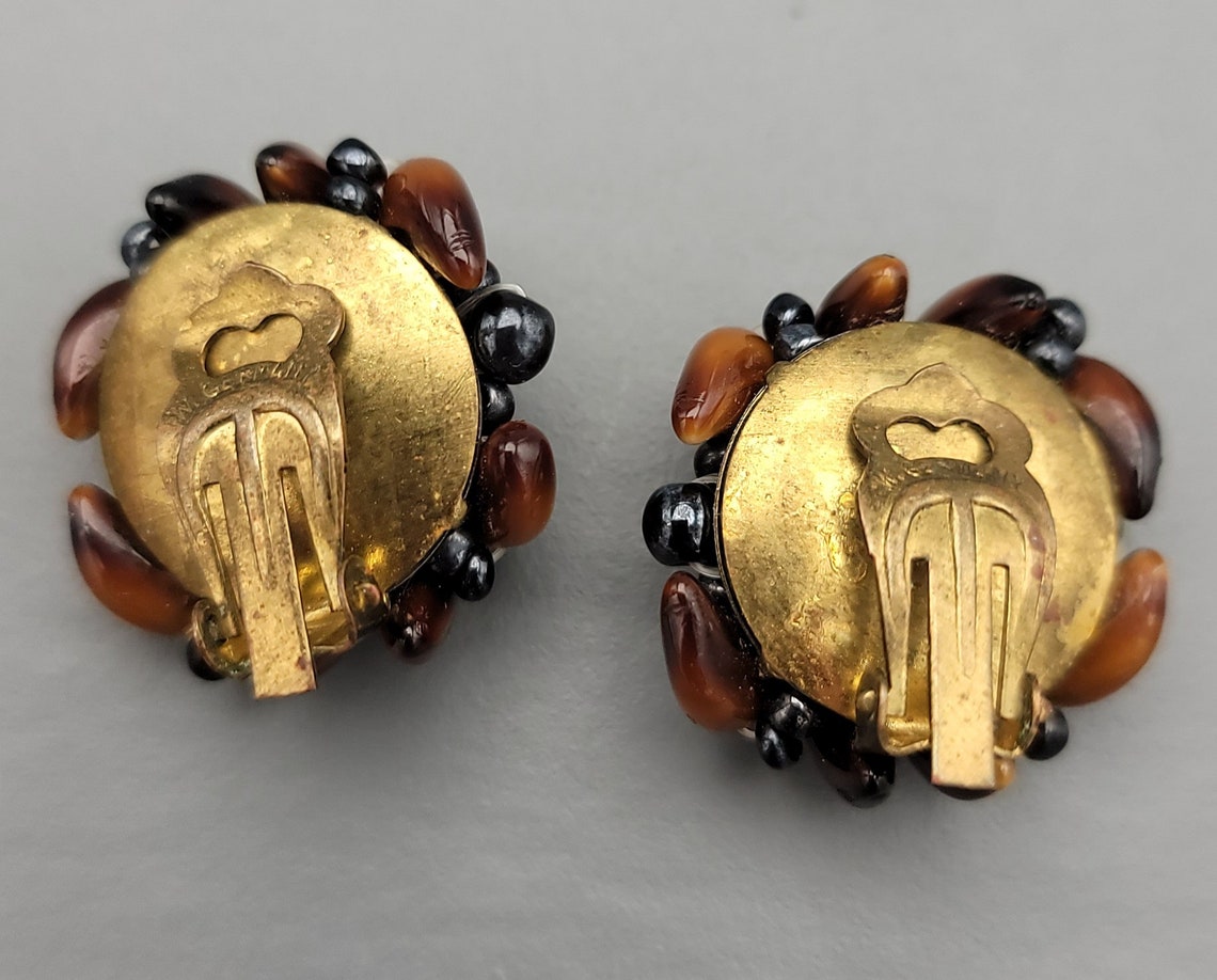 Vintage Beaded Clip on Earrings W. Germany Etsy