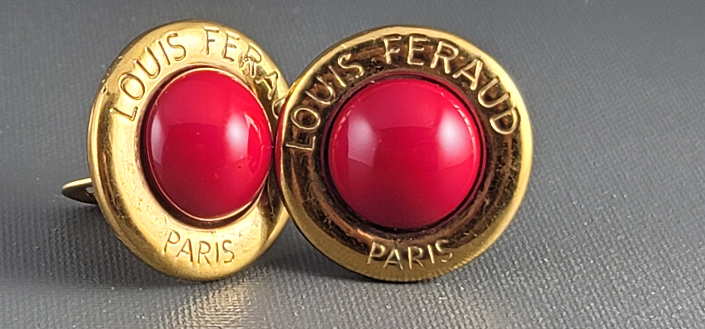 Boucles D'oreilles Clip Vintage Louis Féraud Paris émaillées Vertes - Bijou Fashion Français Occasion