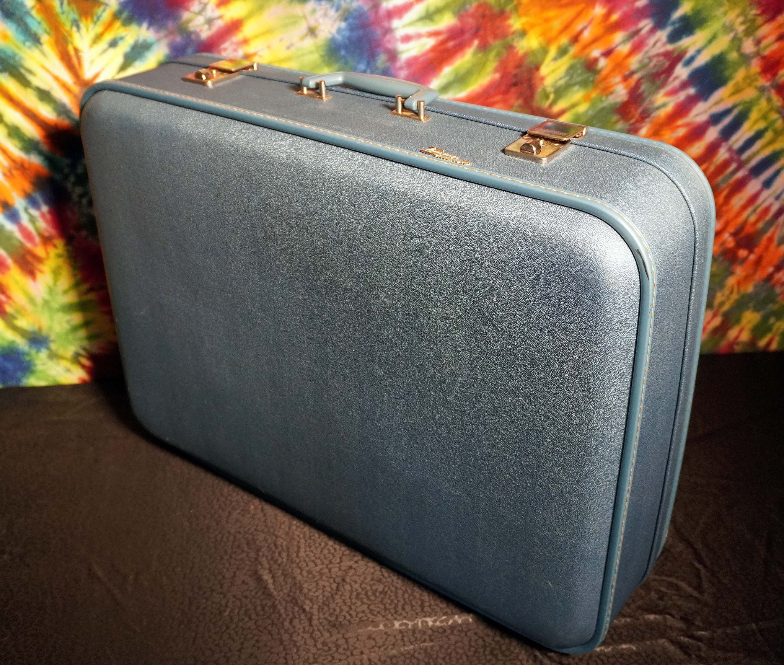 Vintage Blue Trojan Suitcase Vintage Suitcase Vintage