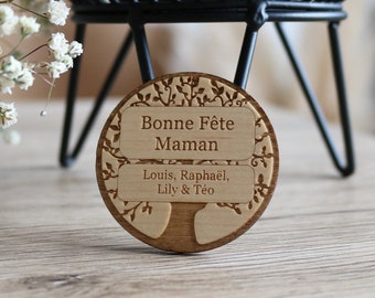 Magnet personnalisé - bonne Fête Maman - Arbre de vie - bois - fête des mères personnalisé - magnet bois personnalisable - aimant frigo