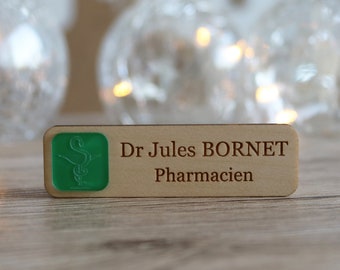 Badge Pharmacien - Badge Etudiant en Pharmacie - Badge Pharmacien - Badge Pharmacienne - Coupe d'Hygie verte - Badge personnalisé Pharmacie