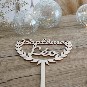 Cake Topper Birth Baptism Wedding in wood to personalize - cake topper birthday - cake topper wood baptism - cake topper flower