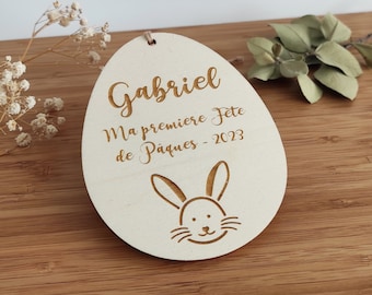 Tag for egg hunt basket - Personalized wooden Easter egg