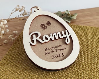 Tag for egg hunt basket - Personalized wooden Easter egg