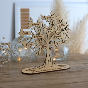Personalized wooden tree of life First name with support - Olive tree decoration - Interior decoration - Gift for Mom Dad Grandma Grandpa Godmother Godfather