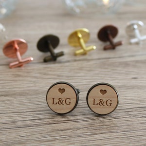 Customizable wooden cufflinks - Heart theme