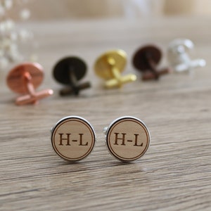 Personalized wooden cufflink - silver - wood - wooden cufflink - X2 - cufflink - cufflinks - button