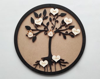 Personalized tree of life gift crown - Personalized tree of life - Wooden tree of life circle - First name tree of life decoration