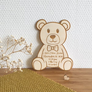 Carte de naissance oursons en bois à personnaliser - carte - ours - ourson - cadeau - cadeau naissance - grossesse - décoration de naissance