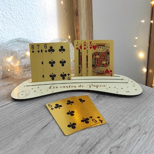Support cartes à jouer en bois personnalisé - Porte cartes Uno - Support personnalisable pour cartes de jeu