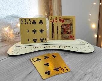 Support cartes à jouer en bois personnalisé - Porte cartes Uno - Support personnalisable pour cartes de jeu