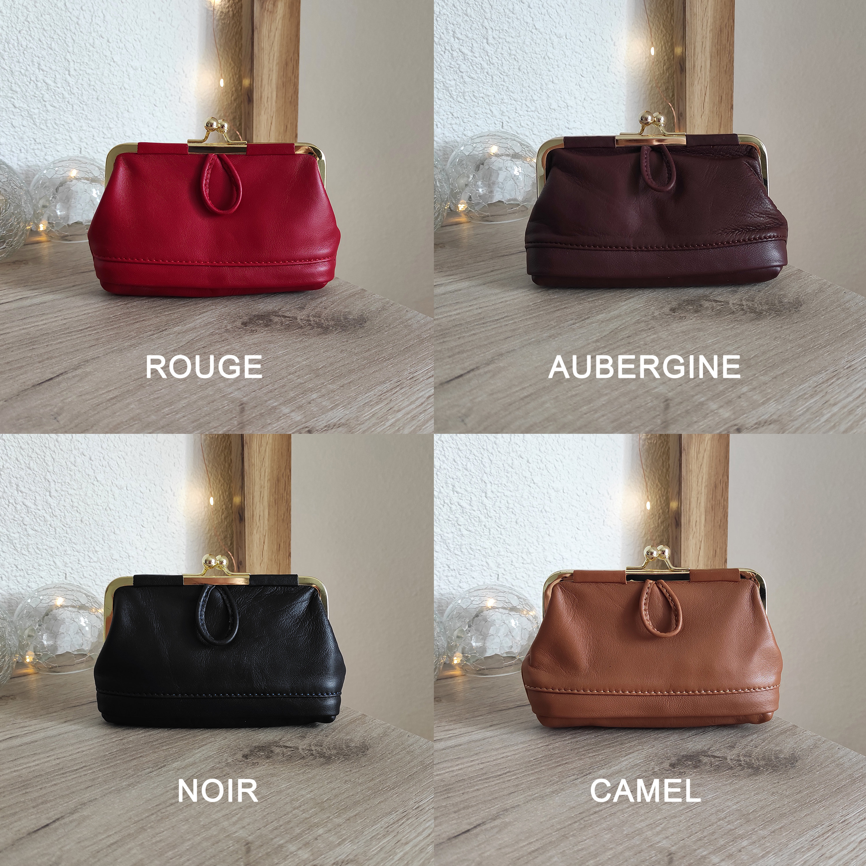 【TOUT Y EST】PORTE MONNAIE CLIQUET Grand porte monnaie vintage fermoir clic-clac doré - Porte