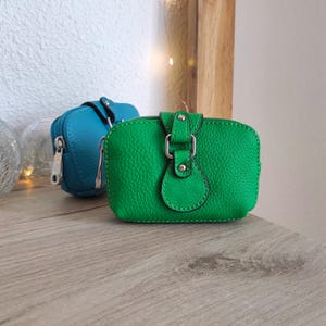 Porte monnaie en cuir véritable de vachette - Petite porte monnaie cuir avec fermeture à zip et pression