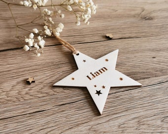 Personalized wooden Christmas star tree decoration - Various colors