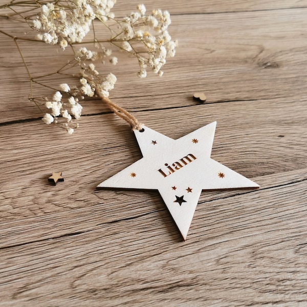 Décoration pour sapin étoile de Noël personnalisé en bois - Divers coloris