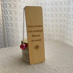 Bookmark with colored pearl - Personalized bookmark pearl charm - Teacher bookmark gift - Personalized wooden gift