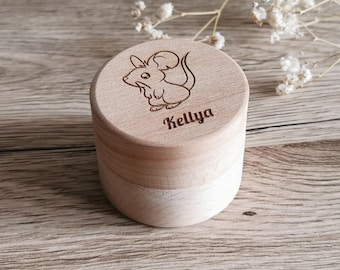 Tooth box - wooden baby tooth box - customizable tooth box - personalized baby tooth box - mouse tooth box - tooth box