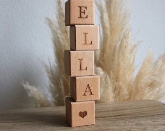 Personalized wooden cube - Wooden name cube - Personalized 4cm wooden letter cubes - Baby/child room decoration cube - Baby wooden block