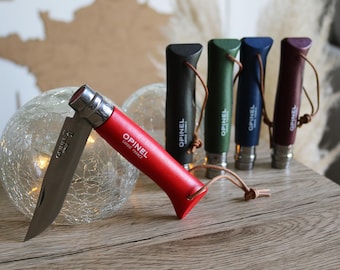 OPINEL baroudeur knife number 8 - black knife - blue opinel - red opinel knife