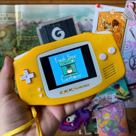 Nintendo Gameboy Advance GBA Yellow Pokemon IPS Backlit Custom Mod Console