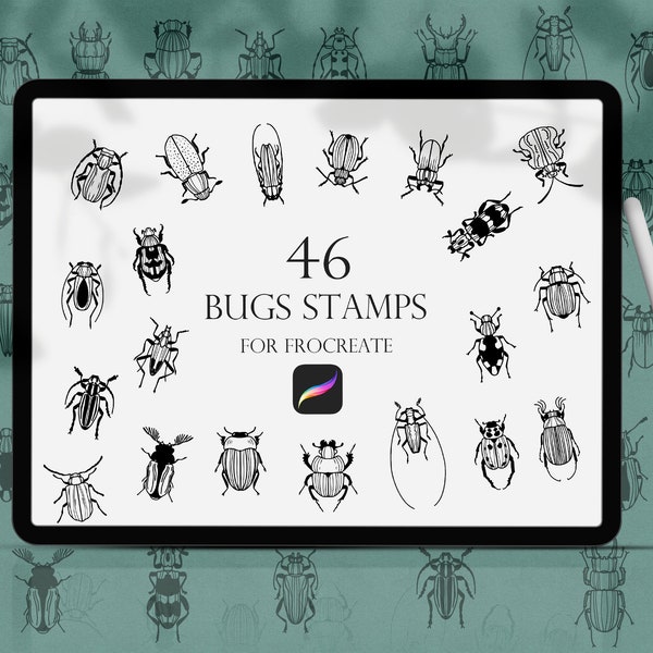 Bugs Procreate Stamps, Insects brushes procreate, Bug Stamps, Procreate Brushset, Line art Procreate, Beetle Stamps,