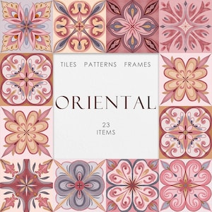 Ornement aquarelle, carrelage méditerranéen, clipart de carrelage, carrelage oriental, carrelage majolique, clipart de carrelage azulejos, motif sans couture