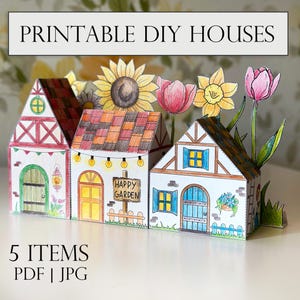 Modelo de casa de papel para impressão | Artesanato para colorir para impressão DIY | Casa de brinquedo para impressão | Casa de papel DIY | Casa da floresta de conto de fadas