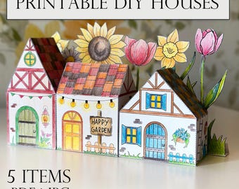 Printable Paper House Template | DIY Printable Coloring Craft | Printable Toy House | Paper House DIY | Fairytale Forest House