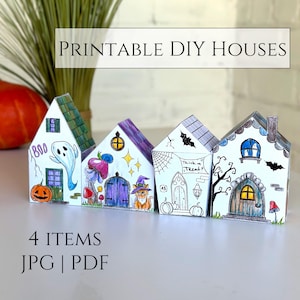 Printable Paper House Template | DIY Printable Coloring Craft | Printable Toy House | Paper House DIY | Halloween Haunted House