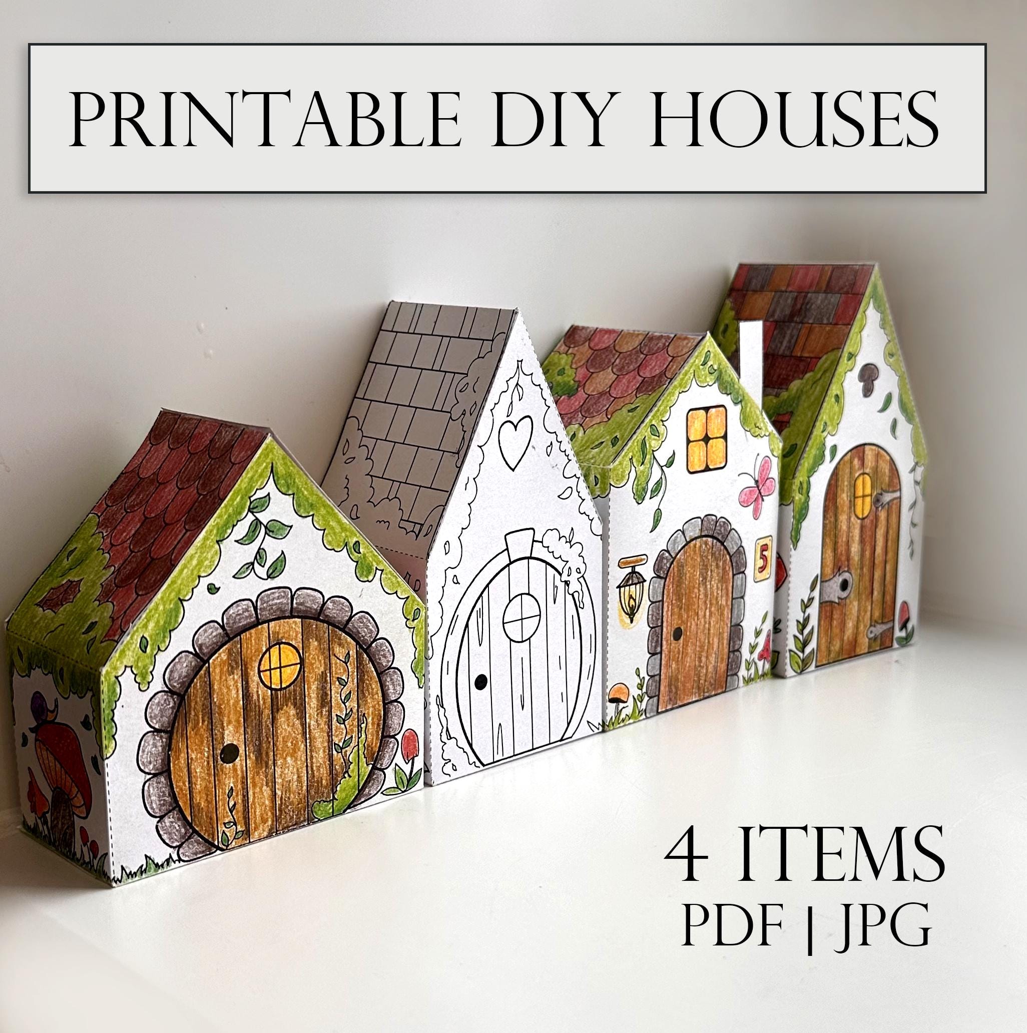 Printable Paper House Template | DIY Printable Coloring Craft | Printable Toy House | Paper House DIY | Fairytale Forest House